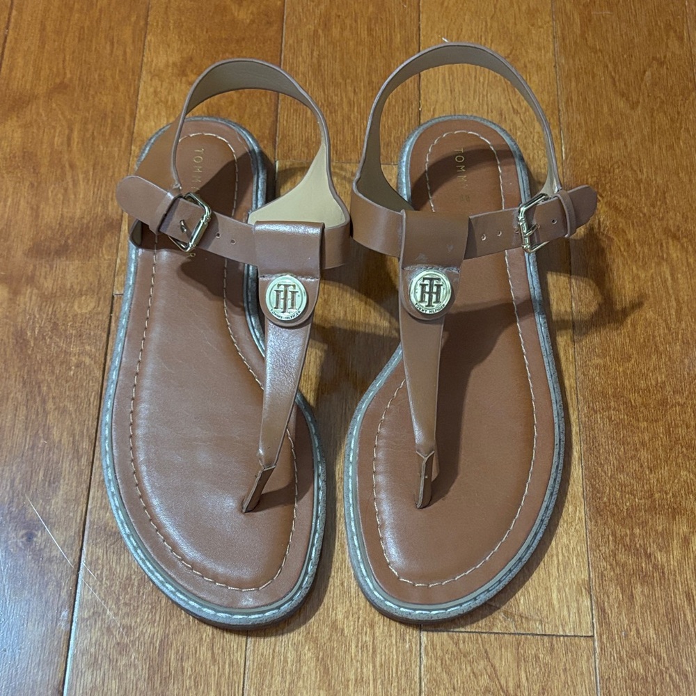 Tommy Hilfiger Tan Leather Sandals